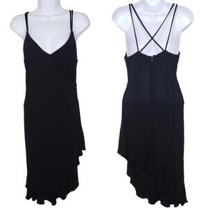Y2K Daniel & Rebecca Sz 4 Rouche Asymmetrical Strappy Little Black Dress(1810)